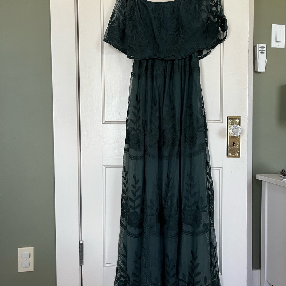 Baltic Born Forest Green Off-Shoulder Gown